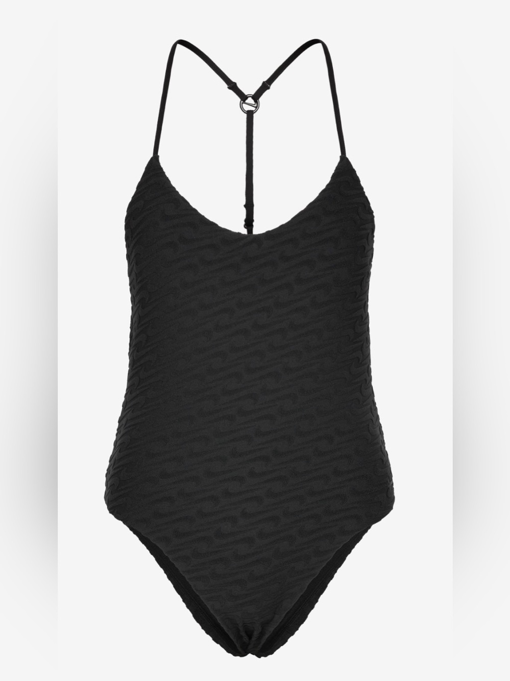 Nike Women's Black Swimsuit Terry Texture Y-Back One Piece Competition XL